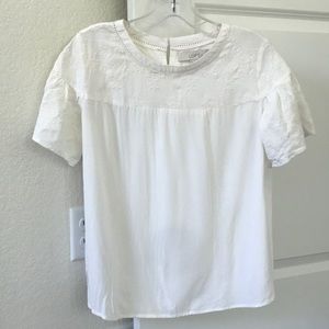 Loft Cream Embroidered Blouse